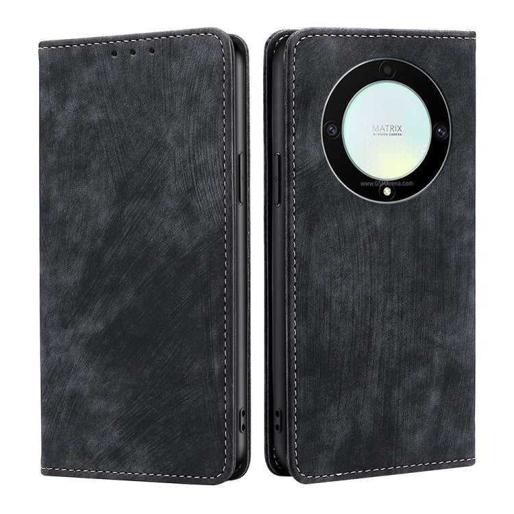 RFID Anti-theft Brush Magnetic Leather Phone Case, For Honor X9a 5G