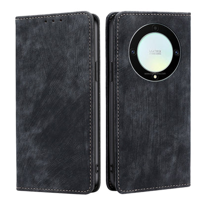 RFID Anti-theft Brush Magnetic Leather Phone Case, For Honor X9a 5G