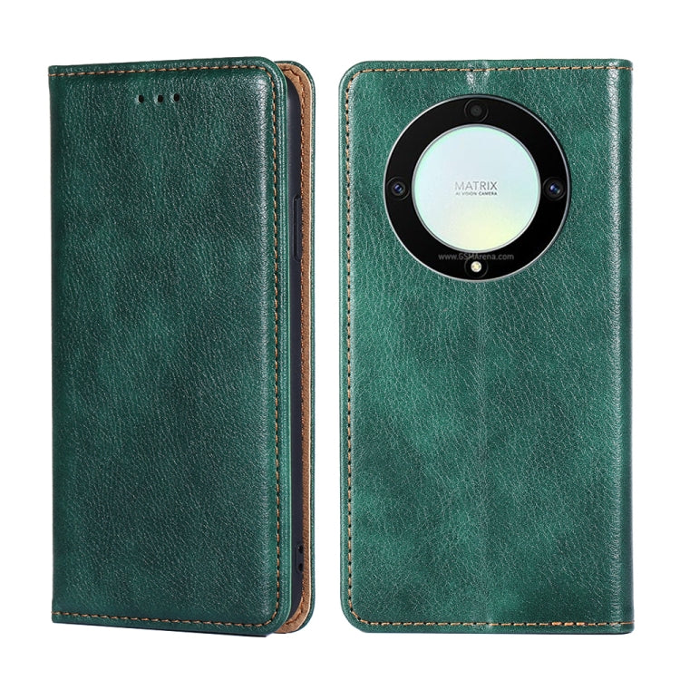 Gloss Oil Solid Color Magnetic Leather Phone Case, For Honor X9a 5G