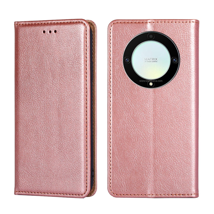 Gloss Oil Solid Color Magnetic Leather Phone Case, For Honor X9a 5G