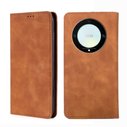 Skin Feel Magnetic Horizontal Flip Leather Phone Case, For Honor X9a 5G