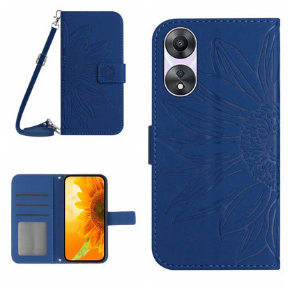 HT04 Skin Feel Sun Flower Embossed Flip Leather Phone Case with Lanyard, For OPPO Reno8 T 5G/A1 Pro 5G, For Xiaomi 13 Lite