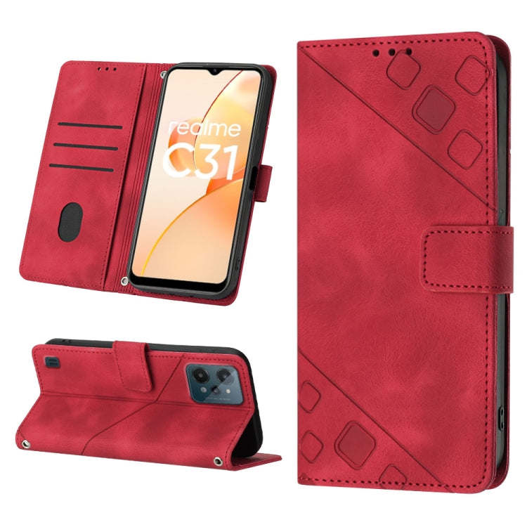 Skin-feel Embossed Leather Phone Case, For Realme C31 4G, For Realme C35, For Realme GT Neo3, For OnePlus Nord N20 5G / OPPO Reno7 Z 5G