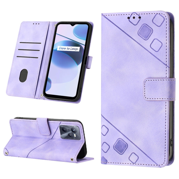 Skin-feel Embossed Leather Phone Case, For Realme C31 4G, For Realme C35, For Realme GT Neo3, For OnePlus Nord N20 5G / OPPO Reno7 Z 5G