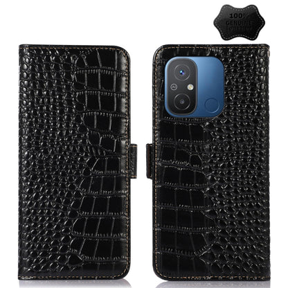 Crocodile Top Layer Cowhide Leather Phone Case, For OnePlus Ace 2 5G, For Xiaomi Redmi 12C / 11A