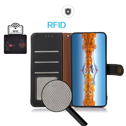 KHAZNEH Custer Texture RFID Genuine Leather Phone Case, For OnePlus Ace 2 5G, For Xiaomi Redmi 12C/Redmi 11A 4G