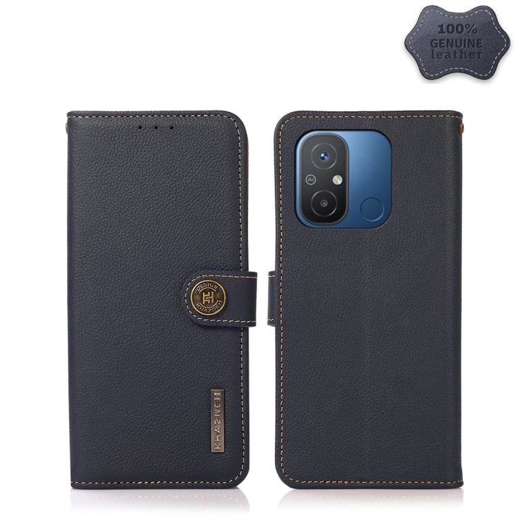 KHAZNEH Custer Texture RFID Genuine Leather Phone Case, For OnePlus Ace 2 5G, For Xiaomi Redmi 12C/Redmi 11A 4G