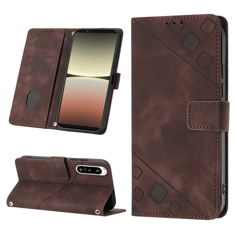 Skin-feel Embossed Leather Phone Case, For Sony Xperia 1 IV, For Sony Xperia 5 IV, For Sony Xperia 10 IV, For OPPO A78