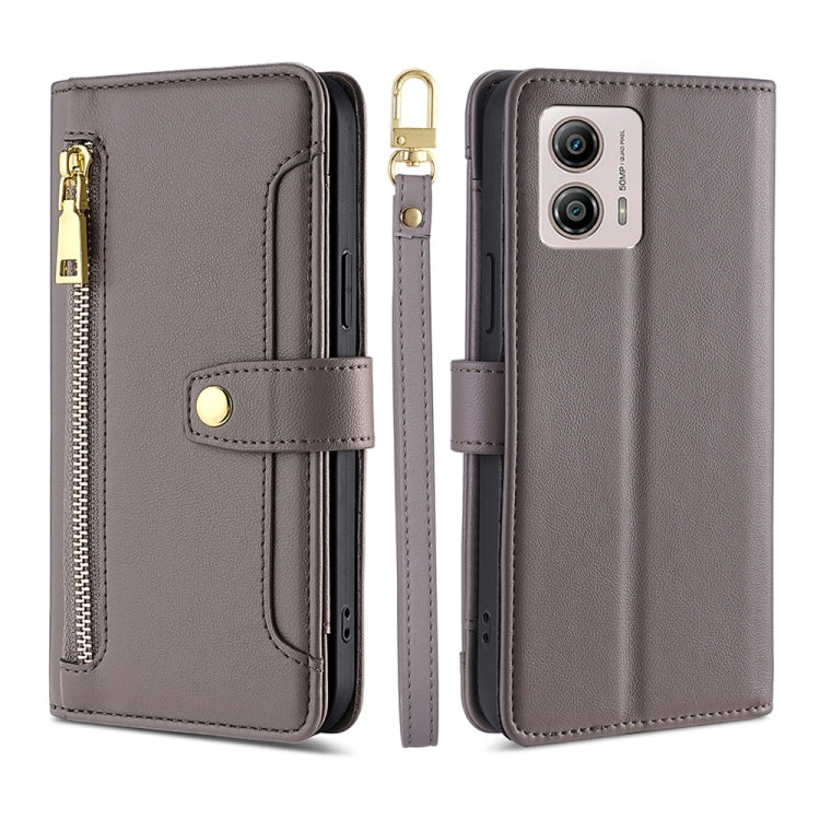 Sheep Texture Cross-body Zipper Wallet Leather Phone Case, For Motorola Moto G53 5G/G13 4G/G23 4G, For Motorola Moto G73 5G, For OPPO Reno8 T 5G/A1 Pro 5G, For Kyocera Android One S10