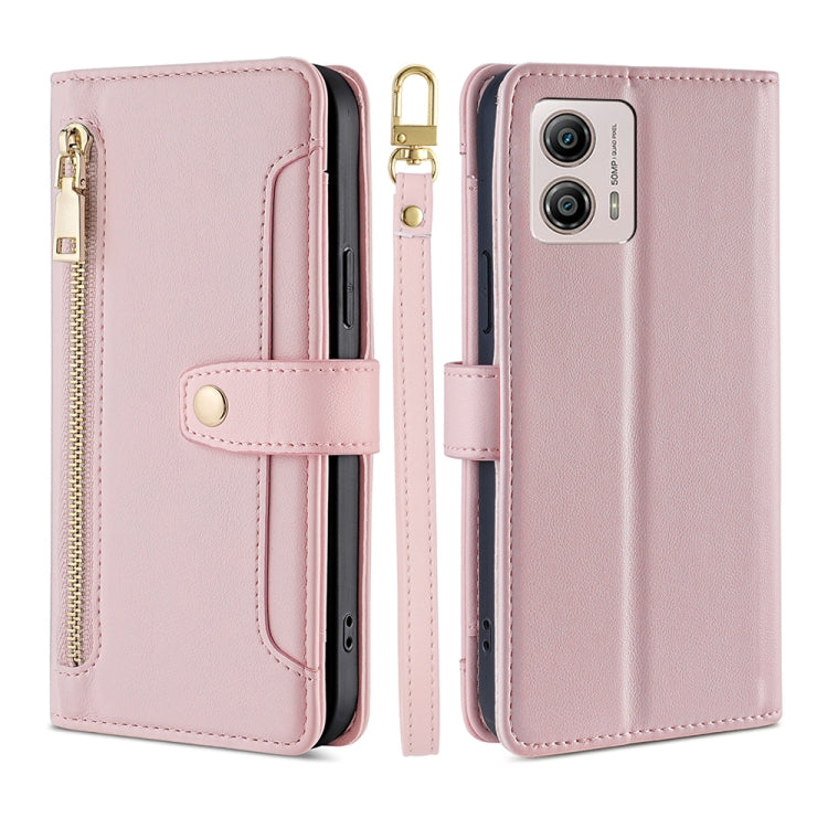 Sheep Texture Cross-body Zipper Wallet Leather Phone Case, For Motorola Moto G53 5G/G13 4G/G23 4G, For Motorola Moto G73 5G, For OPPO Reno8 T 5G/A1 Pro 5G, For Kyocera Android One S10