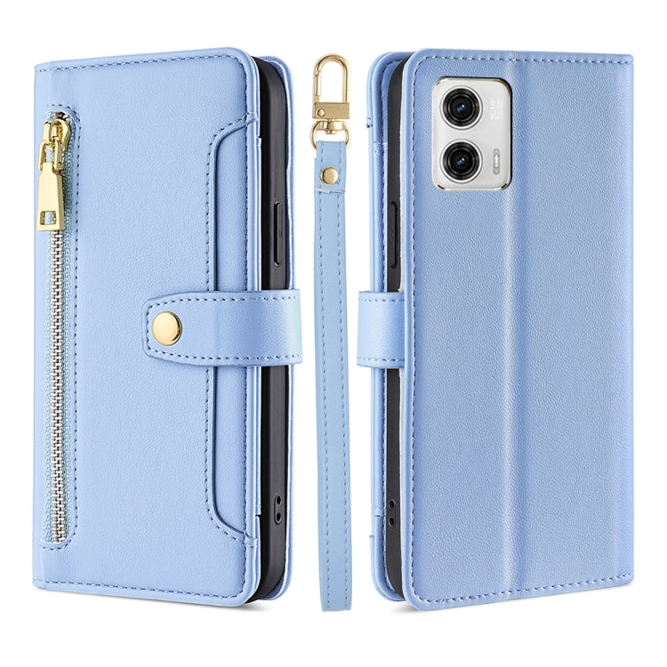 Sheep Texture Cross-body Zipper Wallet Leather Phone Case, For Motorola Moto G53 5G/G13 4G/G23 4G, For Motorola Moto G73 5G, For OPPO Reno8 T 5G/A1 Pro 5G, For Kyocera Android One S10