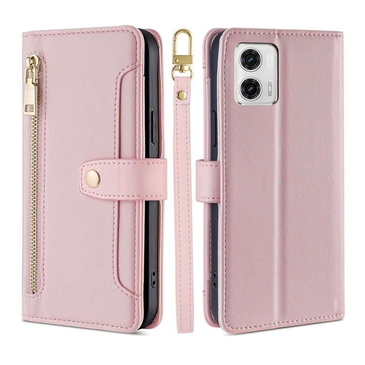 Sheep Texture Cross-body Zipper Wallet Leather Phone Case, For Motorola Moto G53 5G/G13 4G/G23 4G, For Motorola Moto G73 5G, For OPPO Reno8 T 5G/A1 Pro 5G, For Kyocera Android One S10