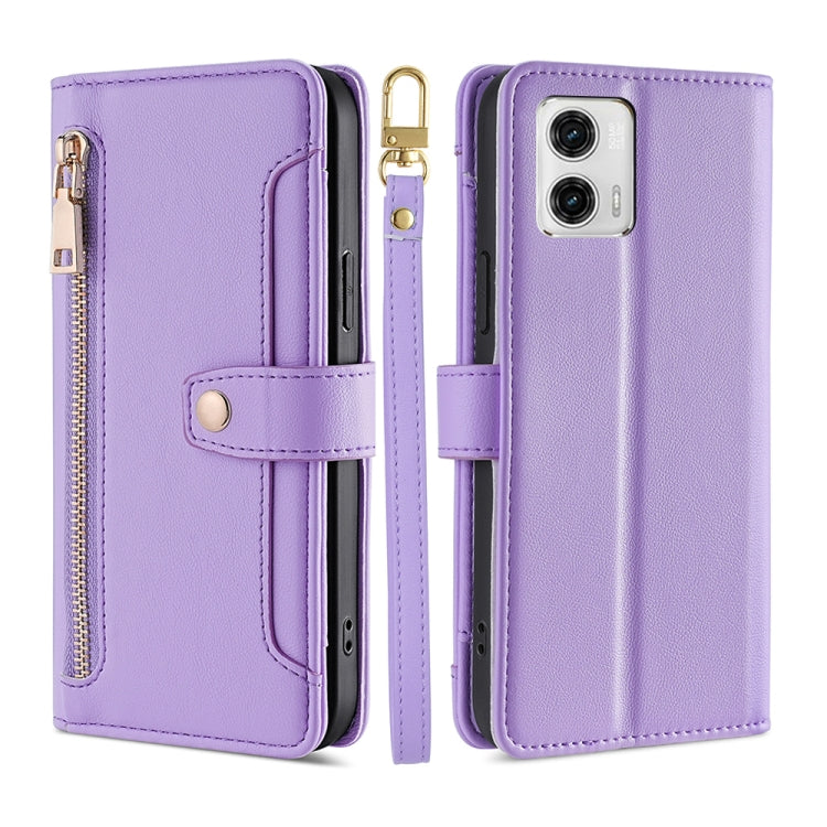 Sheep Texture Cross-body Zipper Wallet Leather Phone Case, For Motorola Moto G53 5G/G13 4G/G23 4G, For Motorola Moto G73 5G, For OPPO Reno8 T 5G/A1 Pro 5G, For Kyocera Android One S10