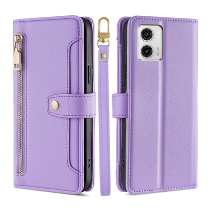 Sheep Texture Cross-body Zipper Wallet Leather Phone Case, For Motorola Moto G53 5G/G13 4G/G23 4G, For Motorola Moto G73 5G, For OPPO Reno8 T 5G/A1 Pro 5G, For Kyocera Android One S10