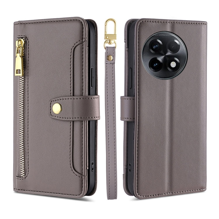 Sheep Texture Cross-body Zipper Wallet Leather Phone Case, For OnePlus Ace 2/11R