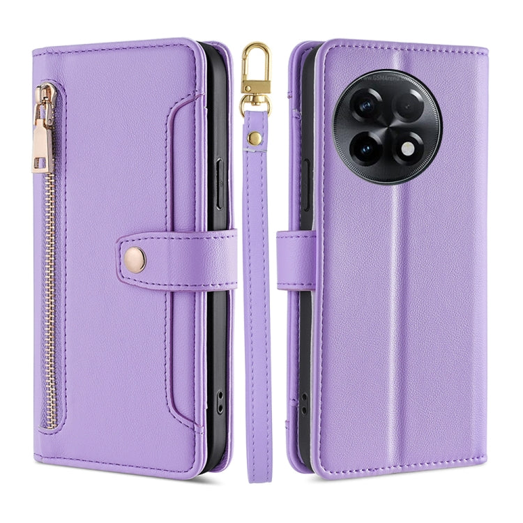 Sheep Texture Cross-body Zipper Wallet Leather Phone Case, For OnePlus Ace 2/11R