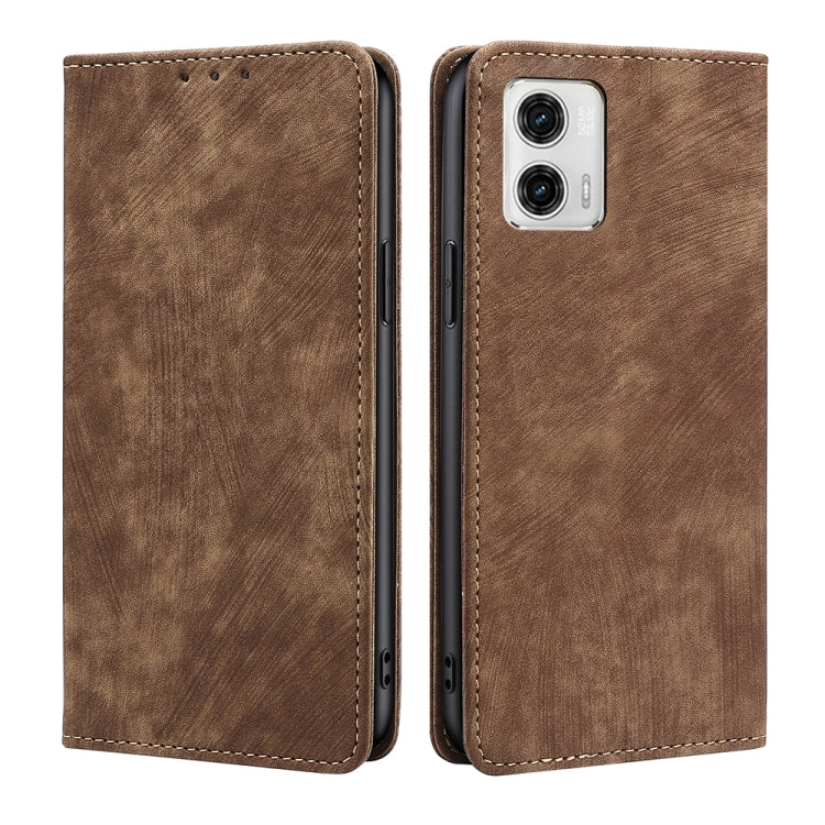 RFID Anti-theft Brush Magnetic Leather Phone Case, For Motorola Moto G53 5G/G13 4G/G23 4G, For Motorola Moto G73 5G, For OPPO Reno8 T 5G/A1 Pro 5G, For Xiaomi Redmi 12C 4G