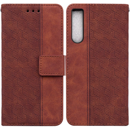Geometric Embossed Leather Phone Case, For Honor X7a, For Samsung Galaxy A04e / F04 / M04, For Sony Xperia 1 IV 2023, For Sony Xperia 10 IV 2023