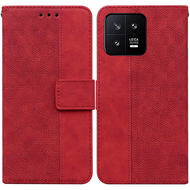 Geometric Embossed Leather Phone Case, For Xiaomi 13 5G, For Xiaomi 13 Pro, For Xiaomi Redmi Note 12 5G, For Xiaomi Redmi Note 12 Pro 5G