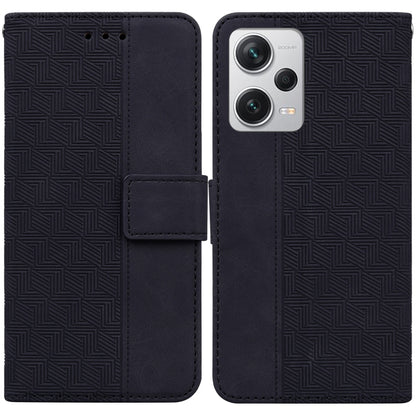 Geometric Embossed Leather Phone Case, For Xiaomi Redmi Note 12 Pro+