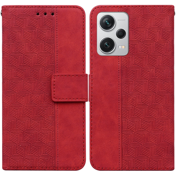Geometric Embossed Leather Phone Case, For Xiaomi Redmi Note 12 Pro+