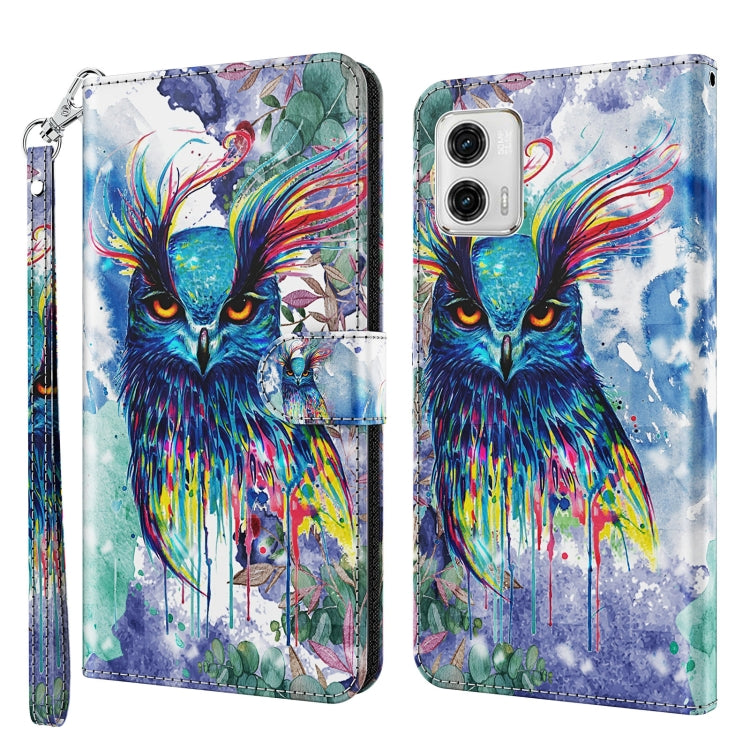 3D Painting Pattern TPU + PU Leather Phone Case, For Motorola Moto G73, For OnePlus 11
