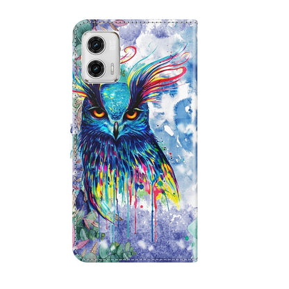 3D Painting Pattern TPU + PU Leather Phone Case, For Motorola Moto G73, For OnePlus 11