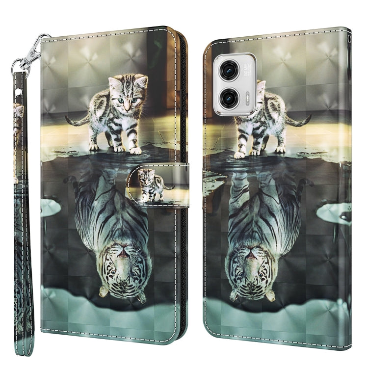 3D Painting Pattern TPU + PU Leather Phone Case, For Motorola Moto G73, For OnePlus 11