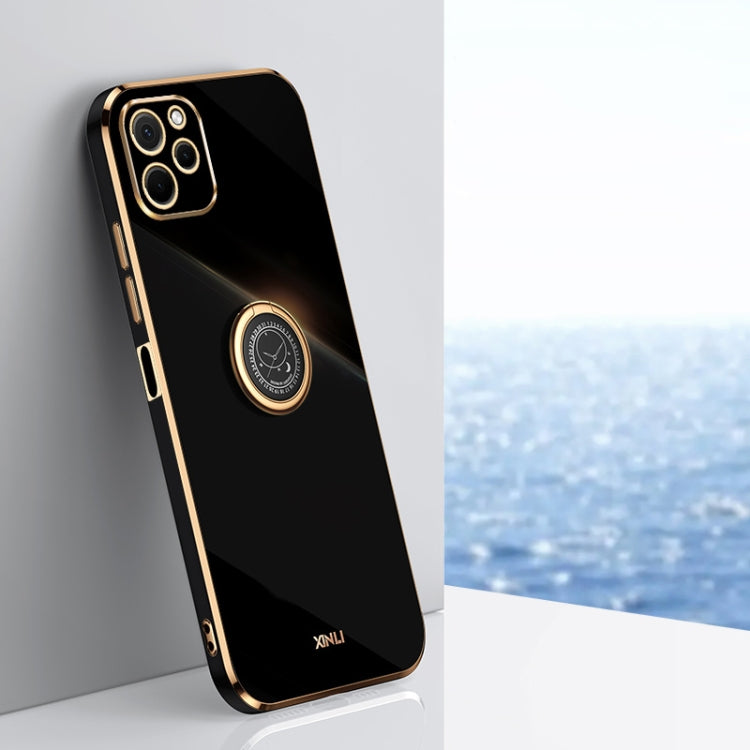 XINLI Straight Edge 6D Electroplate TPU Phone Case with Ring Holder, For Honor X8a 2023, For Honor X9a 5G, For Huawei nova Y61