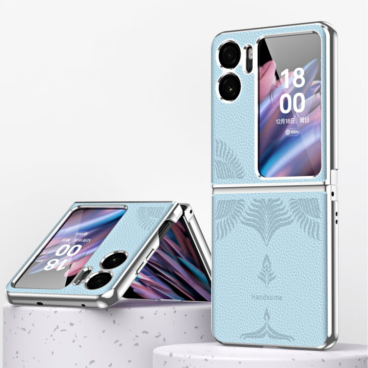 Litchi Pattern Electroplating Frame Embossed Phone Case, For OPPO Find N2 Flip