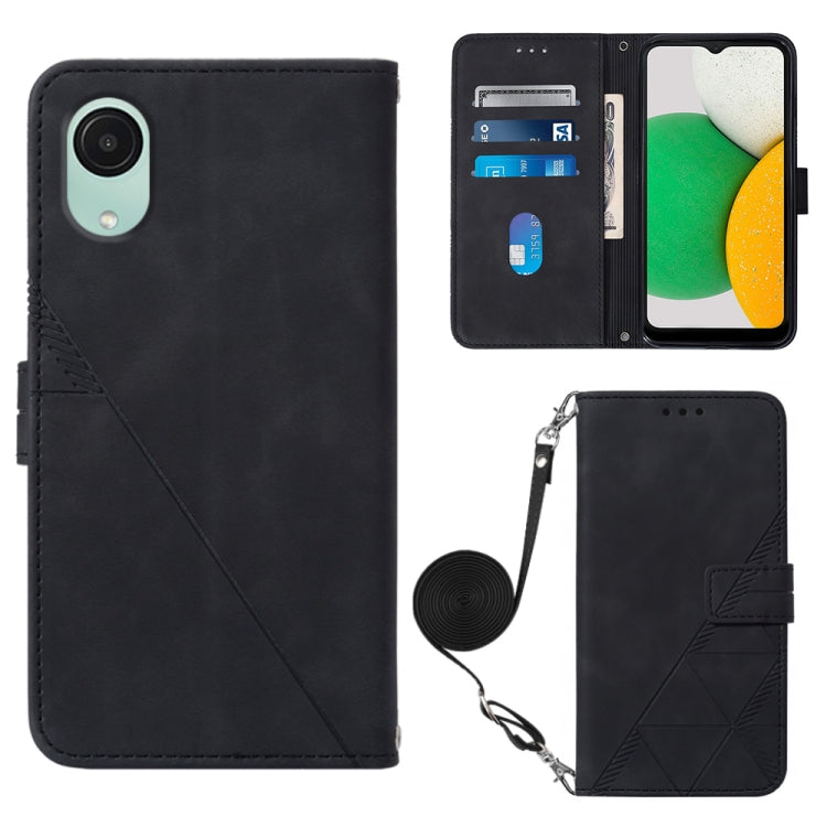 Crossbody 3D Embossed Flip Leather Phone Case, For Xiaomi Redmi 12C / Redmi 11A 4G Global, For Samsung Galaxy A04 Core, For Samsung Galaxy A04e, For Samsung Galaxy A24 4G