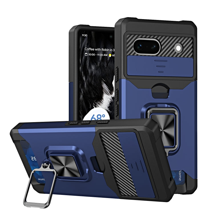 Camera Shield Card Slot Phone Case with Ring Holder, For Motorola Moto G Play 2023, For Google Pixel 7a, For Xiaomi Redmi Note 12 5G / Poco X5, For Xiaomi Redmi Note 12 Pro 5G