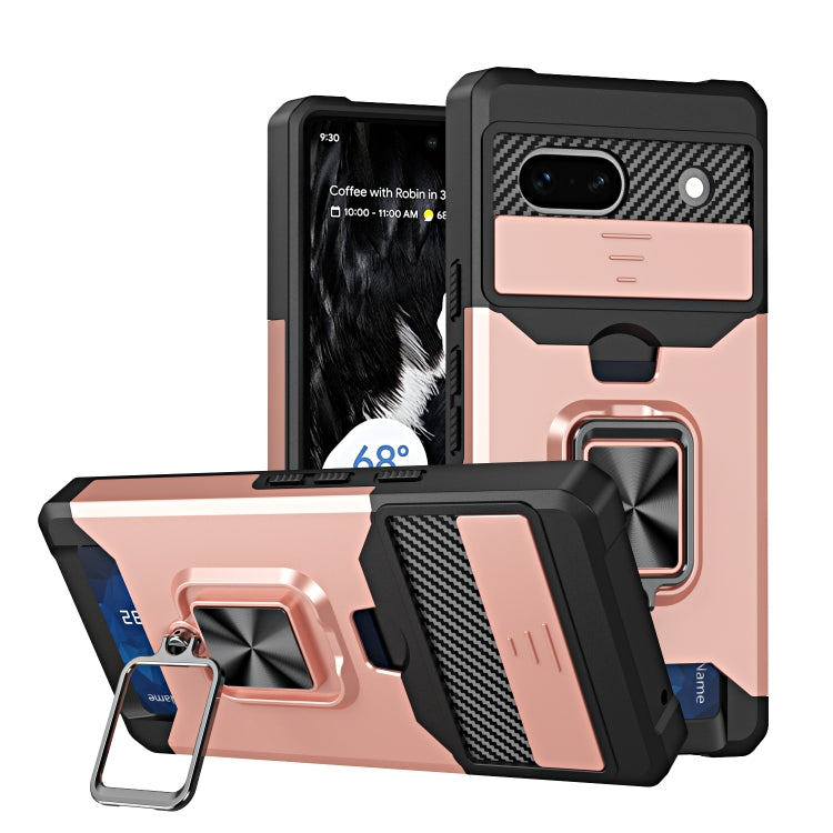 Camera Shield Card Slot Phone Case with Ring Holder, For Motorola Moto G Play 2023, For Google Pixel 7a, For Xiaomi Redmi Note 12 5G / Poco X5, For Xiaomi Redmi Note 12 Pro 5G