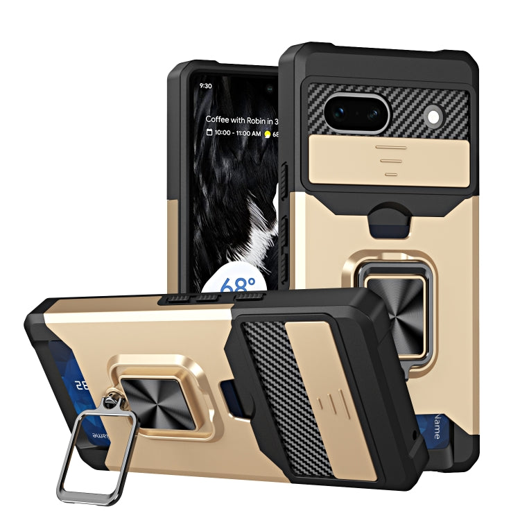 Camera Shield Card Slot Phone Case with Ring Holder, For Motorola Moto G Play 2023, For Google Pixel 7a, For Xiaomi Redmi Note 12 5G / Poco X5, For Xiaomi Redmi Note 12 Pro 5G