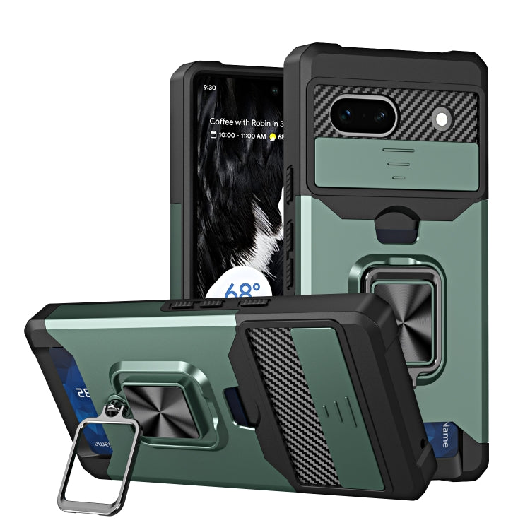 Camera Shield Card Slot Phone Case with Ring Holder, For Motorola Moto G Play 2023, For Google Pixel 7a, For Xiaomi Redmi Note 12 5G / Poco X5, For Xiaomi Redmi Note 12 Pro 5G