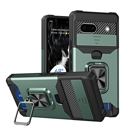 Camera Shield Card Slot Phone Case with Ring Holder, For Motorola Moto G Play 2023, For Google Pixel 7a, For Xiaomi Redmi Note 12 5G / Poco X5, For Xiaomi Redmi Note 12 Pro 5G