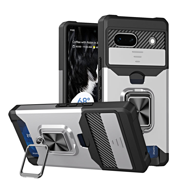 Camera Shield Card Slot Phone Case with Ring Holder, For Motorola Moto G Play 2023, For Google Pixel 7a, For Xiaomi Redmi Note 12 5G / Poco X5, For Xiaomi Redmi Note 12 Pro 5G