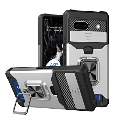 Camera Shield Card Slot Phone Case with Ring Holder, For Motorola Moto G Play 2023, For Google Pixel 7a, For Xiaomi Redmi Note 12 5G / Poco X5, For Xiaomi Redmi Note 12 Pro 5G