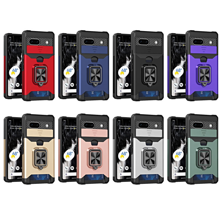Camera Shield Card Slot Phone Case with Ring Holder, For Motorola Moto G Play 2023, For Google Pixel 7a, For Xiaomi Redmi Note 12 5G / Poco X5, For Xiaomi Redmi Note 12 Pro 5G