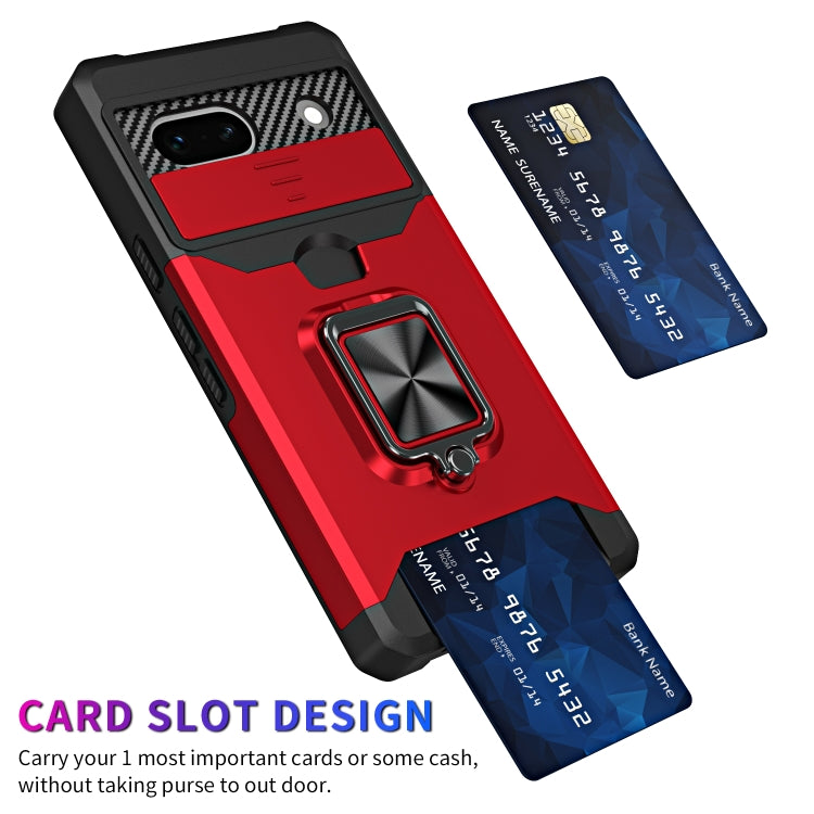 Camera Shield Card Slot Phone Case with Ring Holder, For Motorola Moto G Play 2023, For Google Pixel 7a, For Xiaomi Redmi Note 12 5G / Poco X5, For Xiaomi Redmi Note 12 Pro 5G