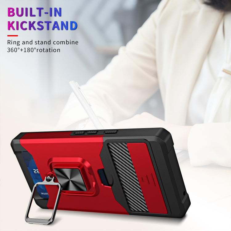Camera Shield Card Slot Phone Case with Ring Holder, For Motorola Moto G Play 2023, For Google Pixel 7a, For Xiaomi Redmi Note 12 5G / Poco X5, For Xiaomi Redmi Note 12 Pro 5G