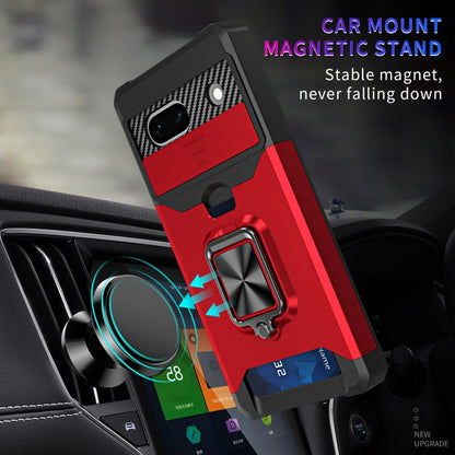 Camera Shield Card Slot Phone Case with Ring Holder, For Motorola Moto G Play 2023, For Google Pixel 7a, For Xiaomi Redmi Note 12 5G / Poco X5, For Xiaomi Redmi Note 12 Pro 5G