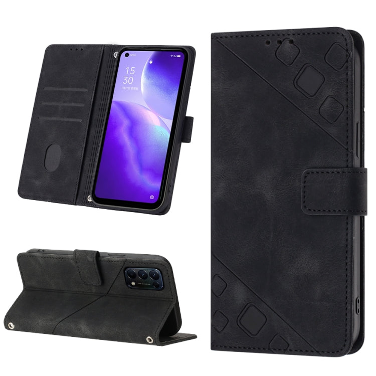 Skin-feel Embossed Leather Phone Case, For Realme 6, For Realme 6 Pro, For OPPO Reno5 A, For OPPO Reno9 Pro+