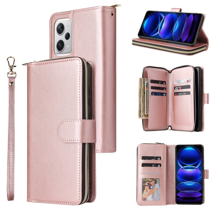 9 Card Slots Zipper Wallet Bag Leather Phone Case, For Xiaomi Redmi Note 12 Explorer / Note 12 Pro+ Global