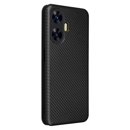 Carbon Fiber Texture Flip Leather Phone Case, For Realme C55, For OnePlus Ace 2V