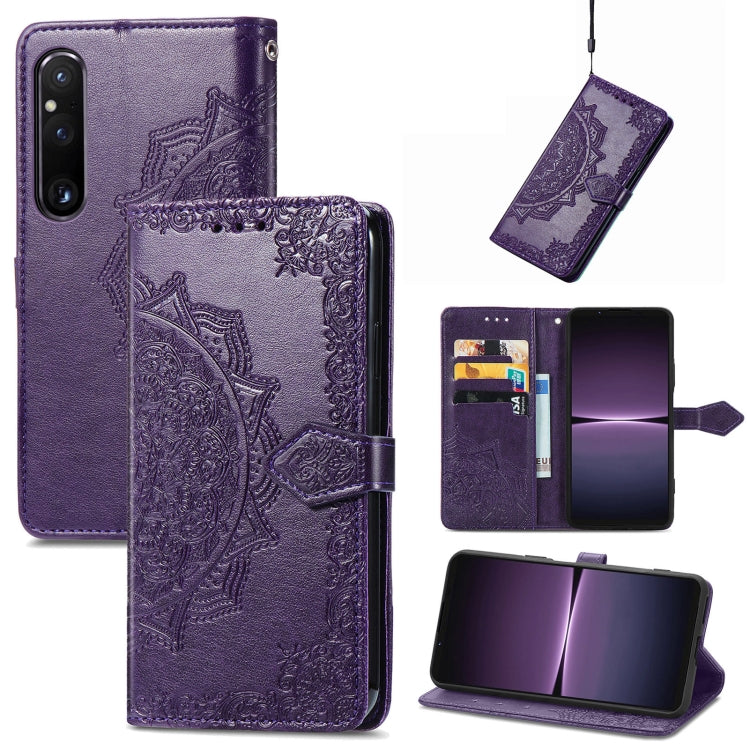 Mandala Flower Embossed Leather Phone Case, For Sony Xperia 1 IV, For Sony Xperia 10 IV, For TCL 40R, For TCL 403