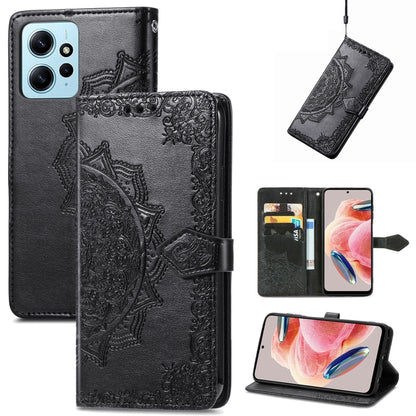 Mandala Flower Embossed Leather Phone Case, For Xiaomi Redmi 12C, For Xiaomi Redmi K60 Pro, For Xiaomi Redmi Note 12 4G Global, For Xiaomi Redmi Note 12 Turbo