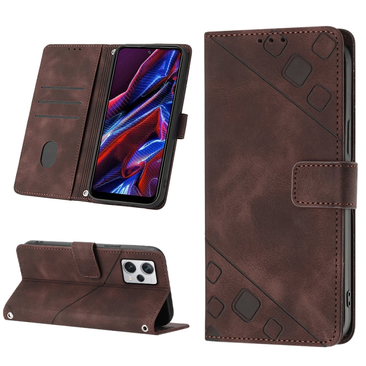 Skin-feel Embossed Leather Phone Case, For Samsung Galaxy A23 JP Version, For Samsung Galaxy A24 4G, For Xiaomi Poco X5 5G/Redmi Note 12 China/Redmi Note 12 Global, For Xiaomi Poco X5 Pro 5G/Redmi Note 12 Pro Speed