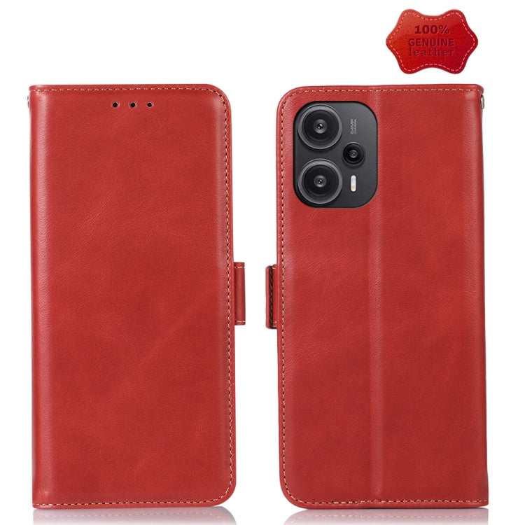 Crazy Horse Top Layer Cowhide Leather Phone Case, For Nokia C12 4G, For Nokia C22 4G, For Xiaomi Redmi Note 12 Turbo 5G
