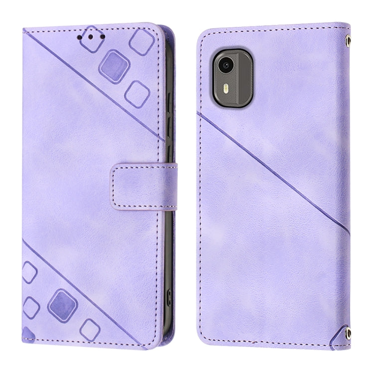 Skin-feel Embossed Leather Phone Case, For Nokia C12, For Nokia C02, For Nokia C22, For Nokia C32